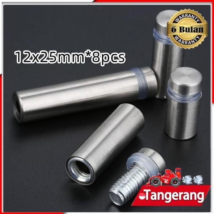 MRIKI 8pcs Baut Akrilik Kaca / Pen Iklan / Baut Iklan Akrilik Kaca Stainless