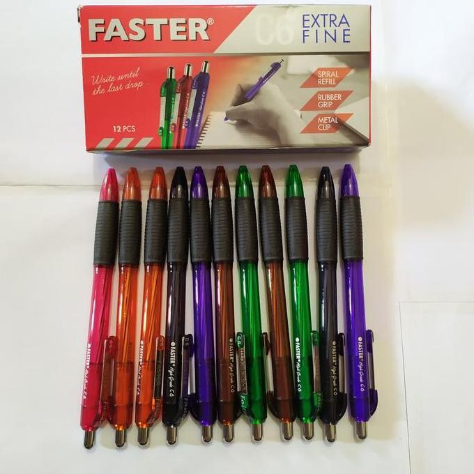 Bolpen Faster C6 hitam - biru