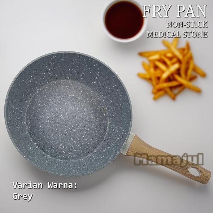 TERBARU - Fry Pan Medical Stone Wok Teflon - Penggorengan Anti Lengket