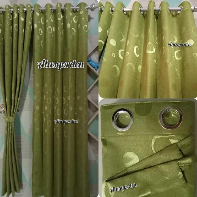 Flmy- Gorden Jendela Pintu Polos Motif Polkadot 10Ring Hordeng Korden Tirai Gordyn Pintu Kamar Sekat