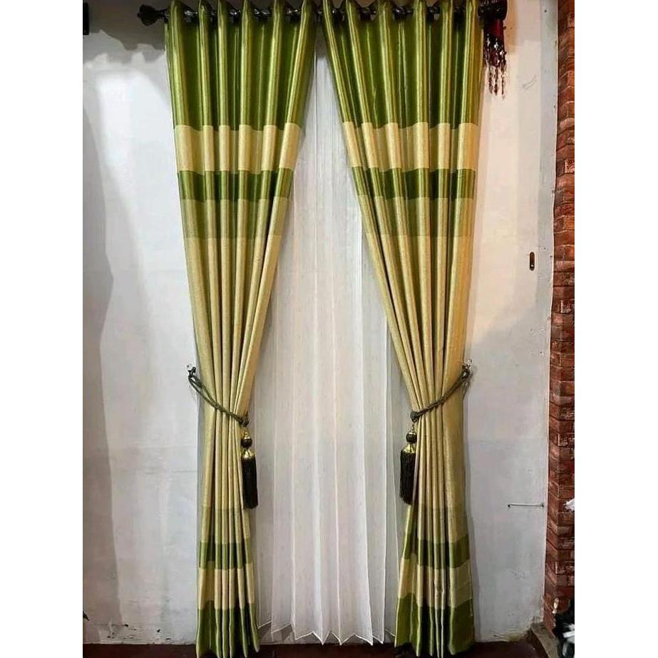 Flmy- Gordeng Blackout Minimalis  Rainbow Hijau |  Gorden Import Kombinasi Warna | Korden Jendela | 