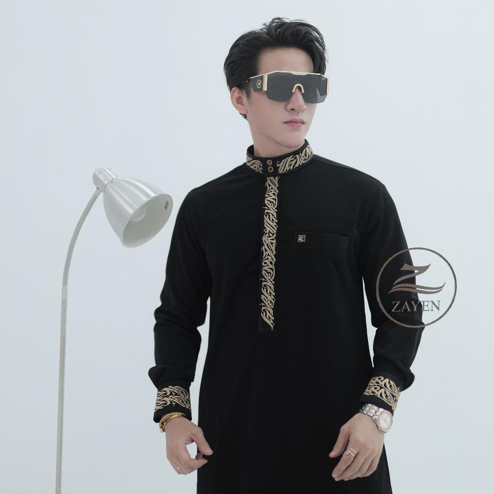 terlaris jubah slimfit pria gamis pria bordir slimfit jubah zayen hitam  jubah pria muslim jubba mod