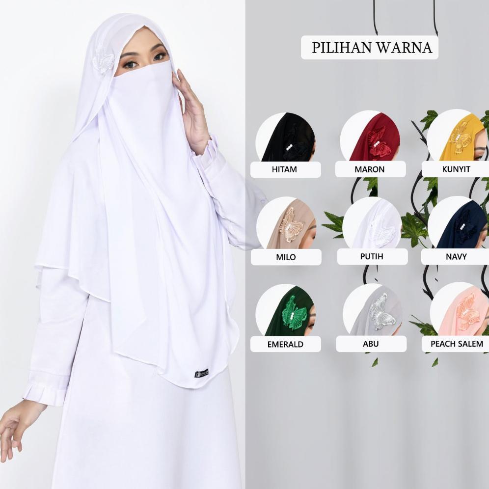 murah french khimar butterfly dua layer jumbo niqab cadar tali / jilbab syari