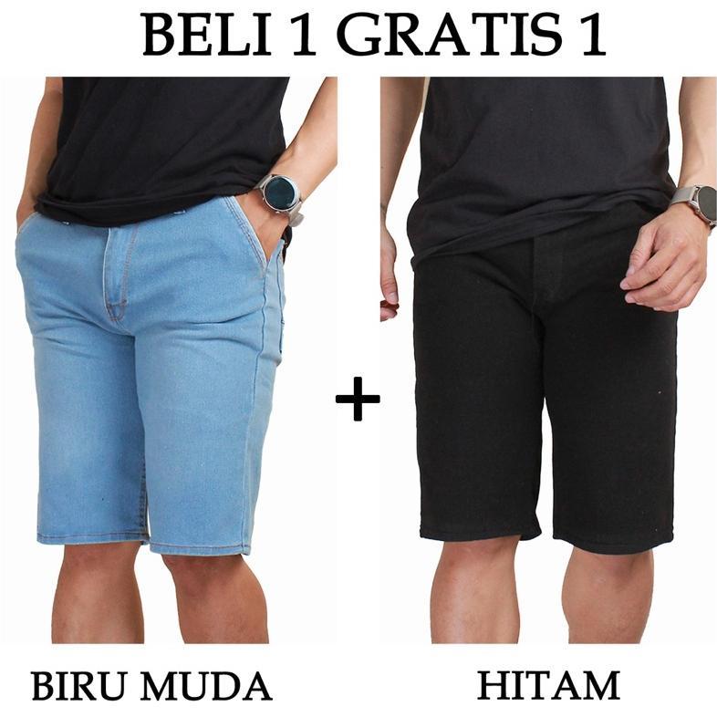 HOT (BELI 1 GRATIS 1) Celana Jeans Pendek Pria 2023 TERBARU DI TOKO SHARAHCOLLECTION KEKINIAN
