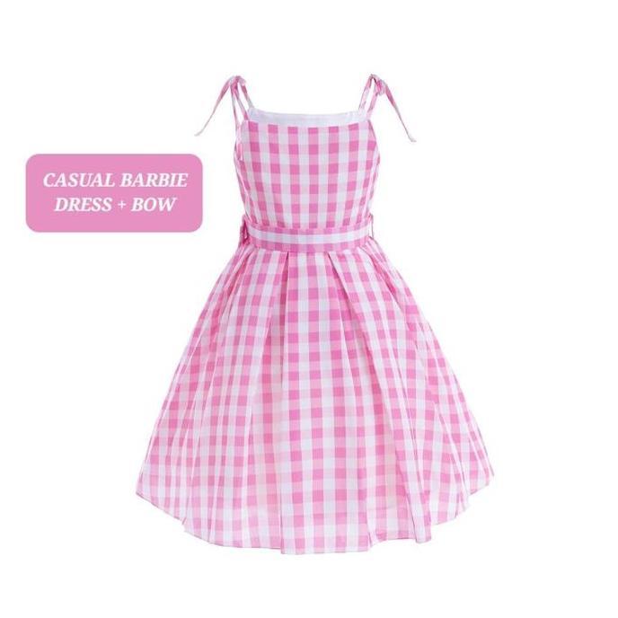 BAJUKIDDIE CASUAL BARBIE DRESS KOSTUM PINK FASHION PRINCESS PINK Costume Aksesoris