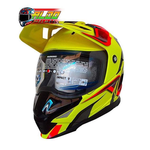 HELM MDS SUPER PRO MOTIF #2 YELLOW FLUO / HELM CROSS / HELM FULL FACE / HELM BALAP