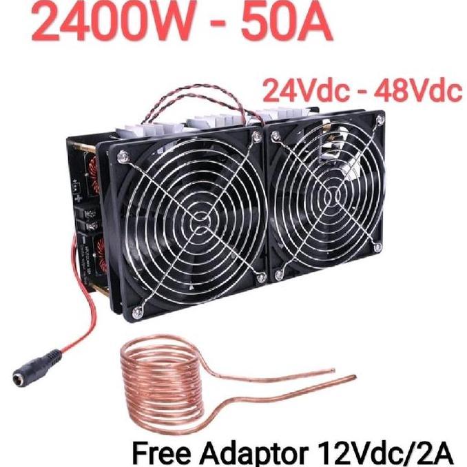 24Vdc~48Vdc/2400W - ZVS Induction Heater + Cooling Fan