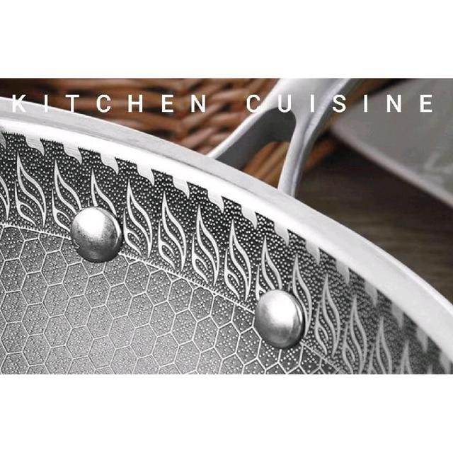 Fry Pan Stainless Non Sti Wajan Stainless Anti Lengket Wok Pan Stainless Penggorengan Wok Sus 304