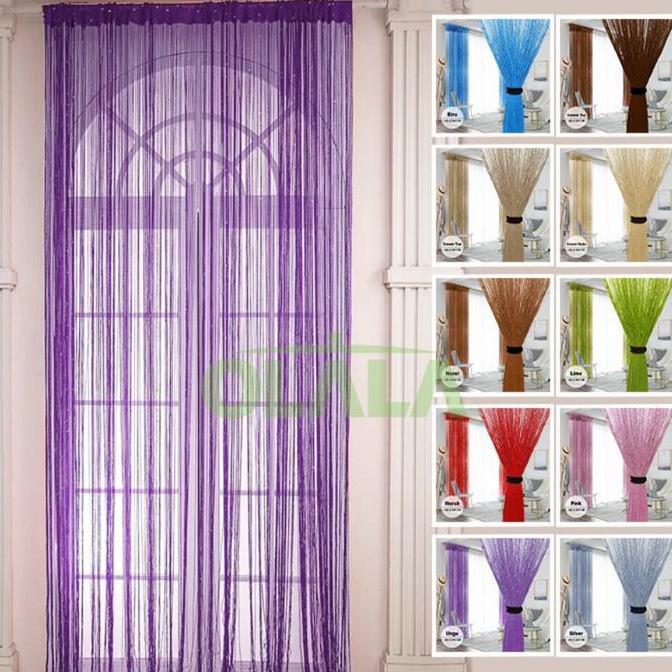 Salotto- CodTirai Benang Glitter Gliter Polos Tirai Jendela Tirai Benang Tirai Pintu Curtain Oll-Bh-
