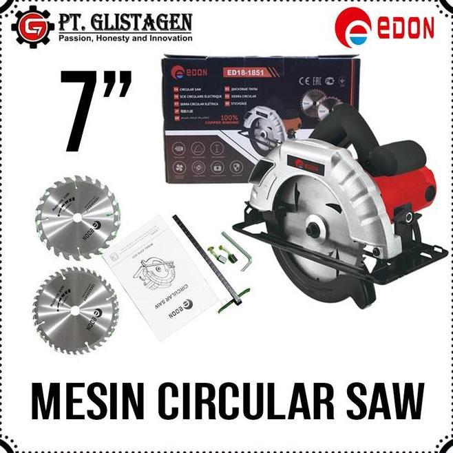 Edon Ed181851 Mesin Circular Saw Gergaji Potong Kayu Gergaji Listrik Circle 7 Edon