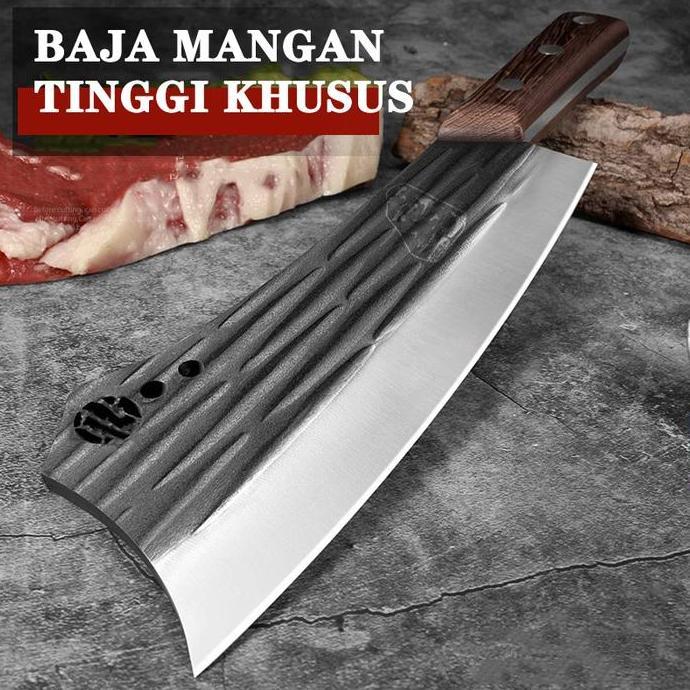 Cucina- Pisau Daging Pisau Koki Pisau Baja Premium Pisau Dapur Super Tajam Unik Garis-Garis Kitchenw