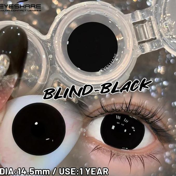 Occhio- Cod&Lensa ButaEyeshare Blind All Black Cosplay 14.5Mm Lensa Kontak Mate Normal Softlens Kara
