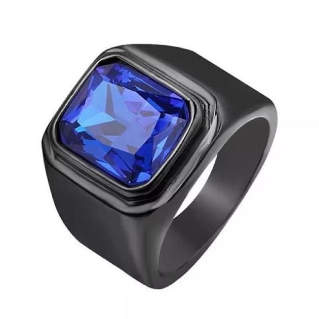 TERMURAH BATU CINCIN AKIK PERMATA KING SAFIR CUTTING KOTAK MEWAH ELEGAN RING POLOS TITANIUM TANAM TI