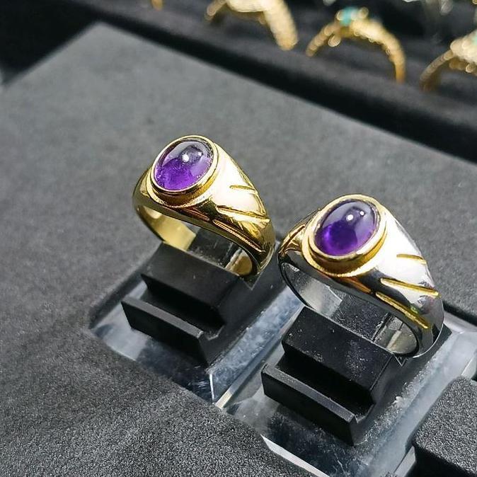 batu akik kecubung Kalimantan ring titanium super