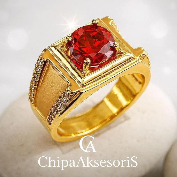 Cincin Pria Permata Pinggir Kekinian | Cincin Rings Batu Akik Cowok Keren Elegan Dan Trendi