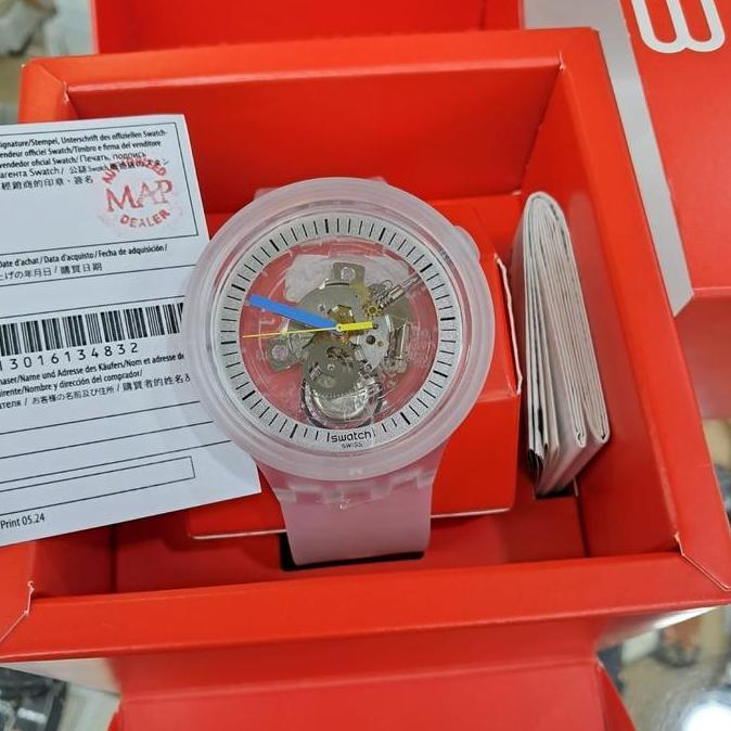 Swatch Analog Jam Tangan Pria SB01K100 CLEARLY BOLD Original