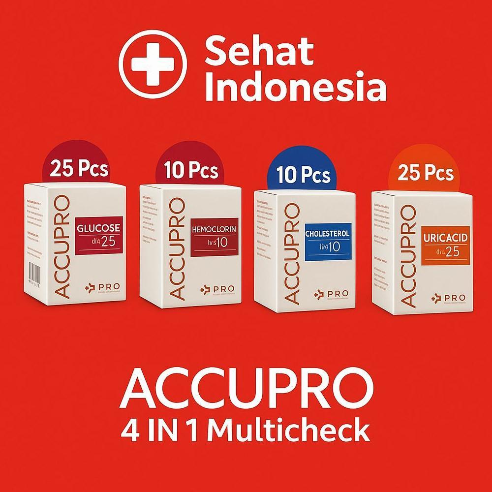 Terlaris Strip Accupro 4In1 / Strip Kolesterol / Strip Asam Urat Accupro / Strip Gula Darah Accupro 