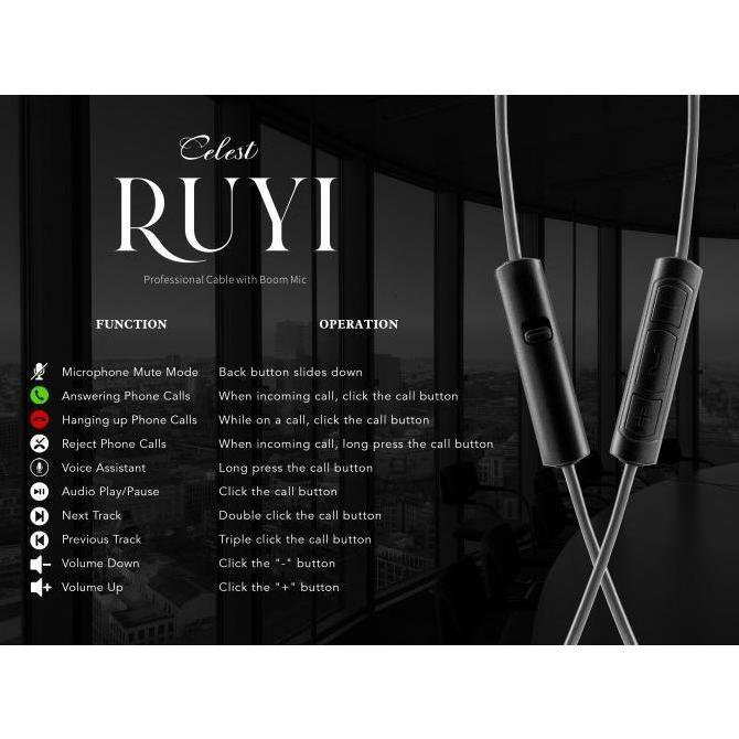 Rwd- Kinera Celest Ruyi / Ruyi Pro Professional Earphone Upgrade Cable With Boom Mic