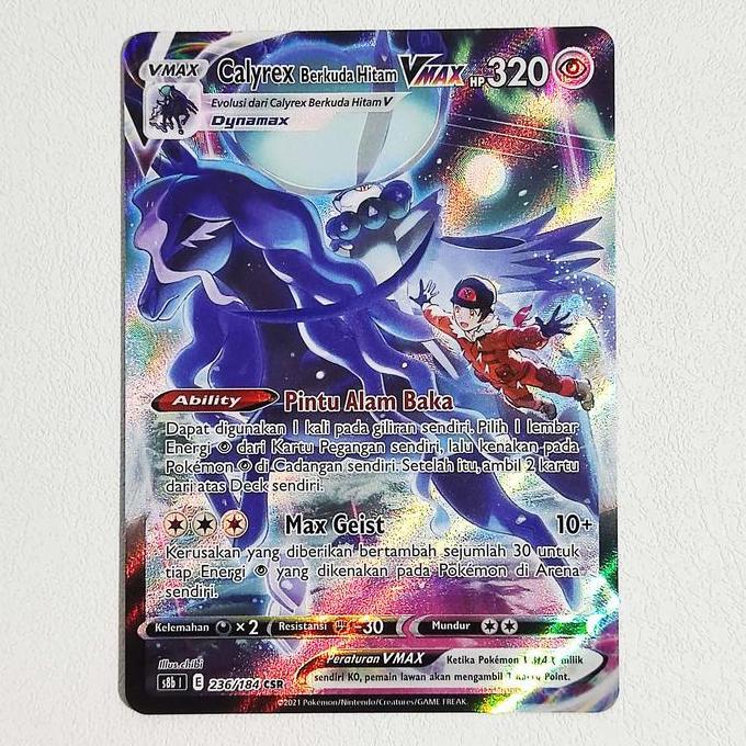 New Calyrex Berkuda Hitam VMAX CSR 236/184 S8b - Kartu Pokemon Indonesia