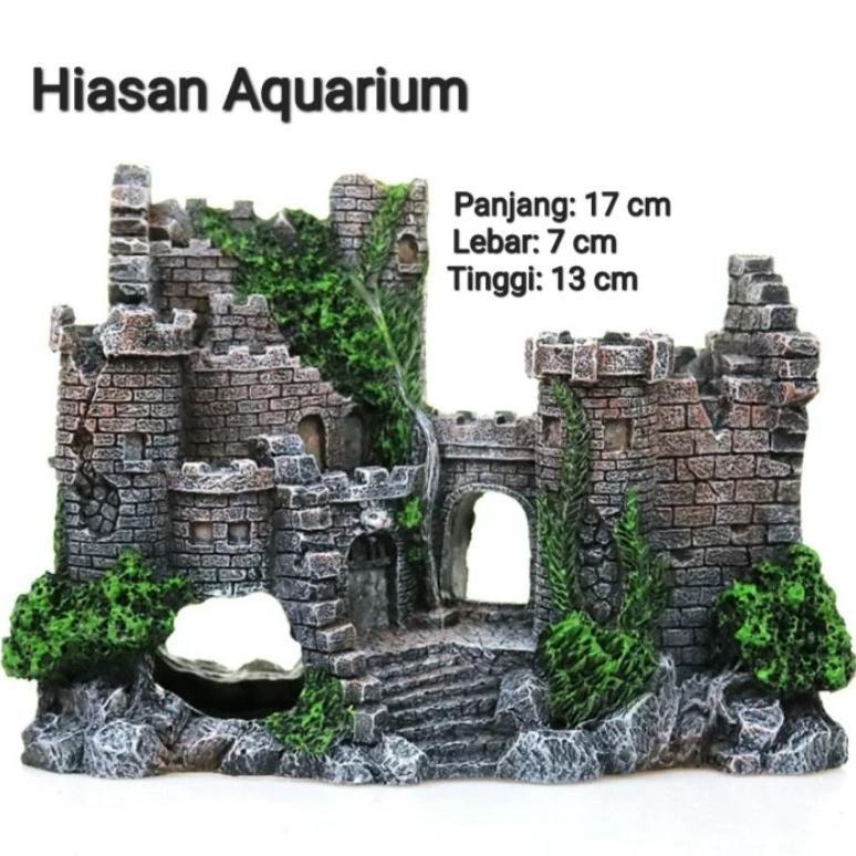 Hiasan Aquarium Kastil Puri Tua Akuarium Ornamen Aquascape Castle decoration Resin