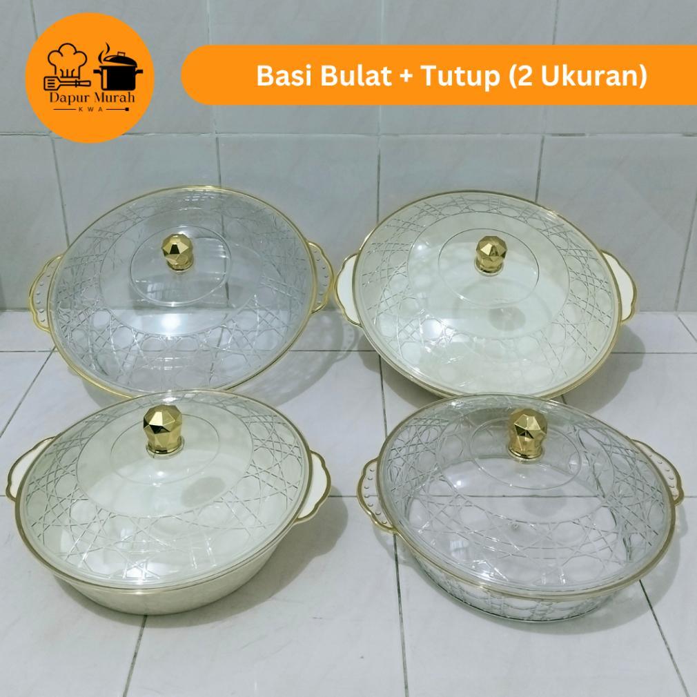 TERBARU 2026 [COD] Basi Bulat + Tutup / Nampan Plastik / Nampan Saji / Tempat Prasmanan / Putih dan 