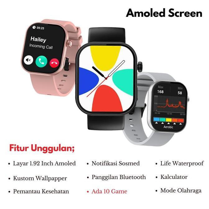 NEW (FREE 1 TALI XTRA) JAM TANGAN SMARTWATCH I8 PRO MAX FULL LAYAR ANTI AIR ADA 10 GAME BISA TELEPON