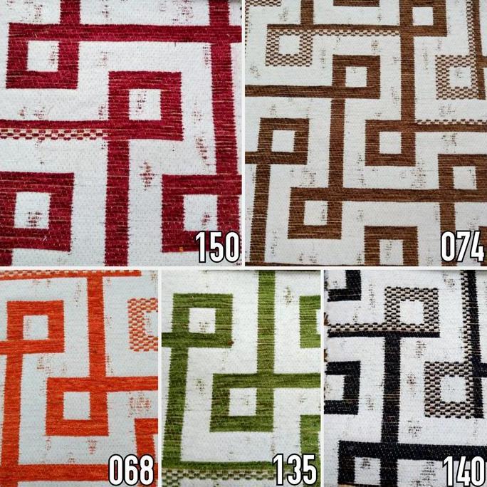 Kain Chenille Meubel Sofa / Kursi Jok Motif Kotak Minimalis - Mondrian