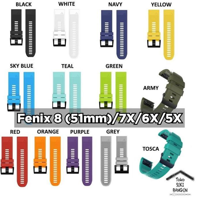 NEW TALI JAM UNTUK GARMIN FENIX 8 51MM 7X 6X 5X SAPPHIRE PRO SOLAR 26MM RUBBER WATCH STRAP BAND ORI