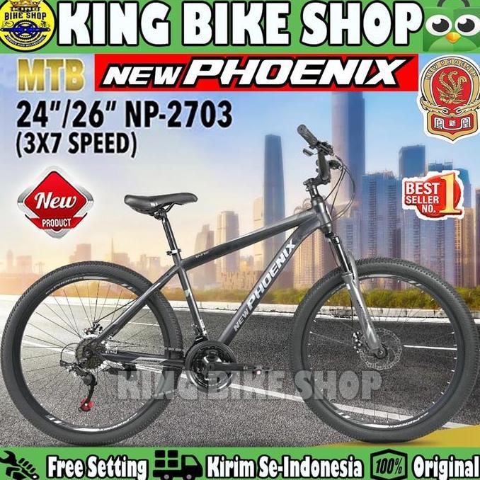 Sepeda Gunung MTB PHOENIX NP 2703 Ukuran 24, 26 Inch Rem Cakram