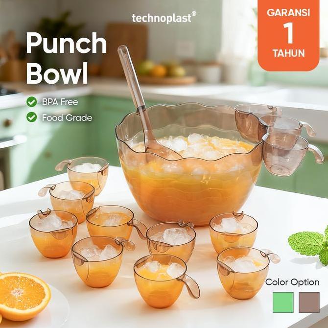 Technoplast Mangkok Es Buah / Punch Bowl Es Buah Prasmanan Pesta - Technoplast Lovelo Brown Puch Bow