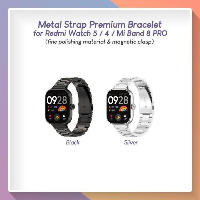 NEW HOP METAL STAINLESS STRAP FOR REDMI WATCH 4 / 5 / XIAOMI MI BAND 8 / 9 PRO (TALI JAM BUCKLE STEE