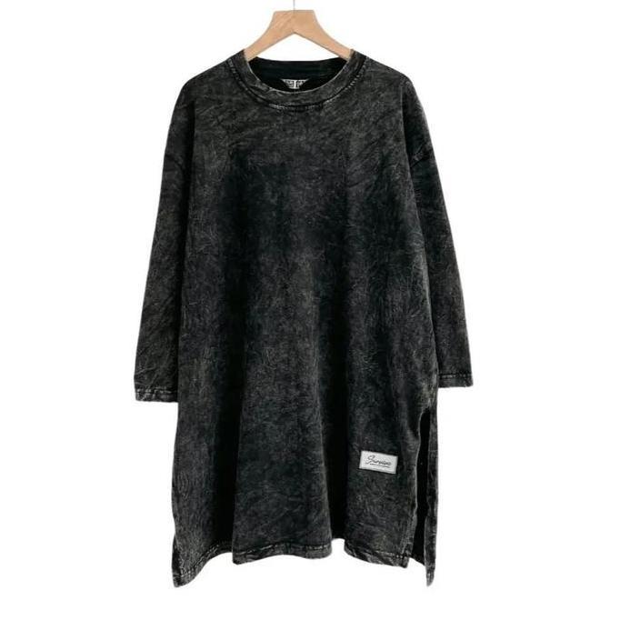 Survive Kaos Baju Pakaian Atasan Wanita Oversize Tunik Ld 120 Lengan 7/8 Bahan Katun Combed Black Wa