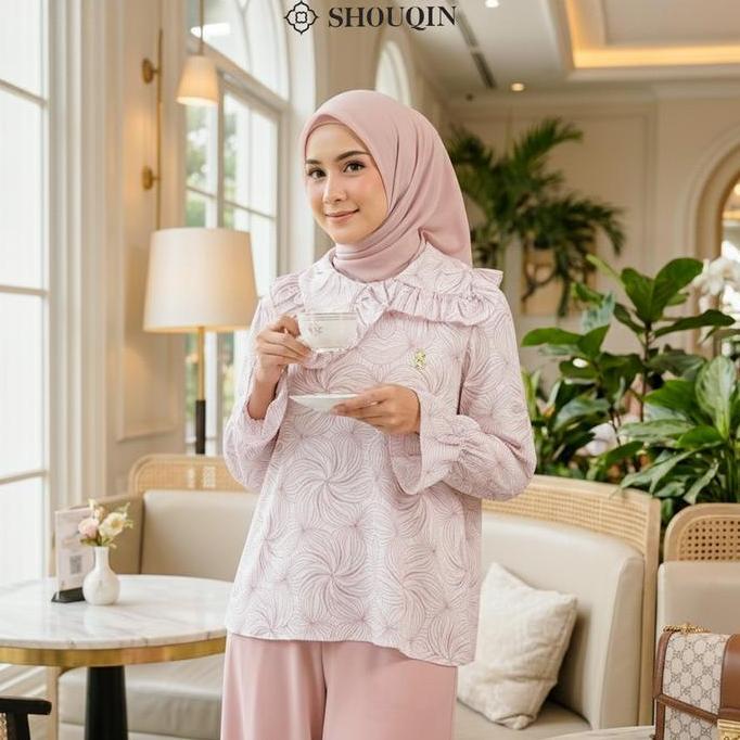 Shouqin Lea - Blouse Satin Silk Premium Full Print Motif Elegan XS-XXL