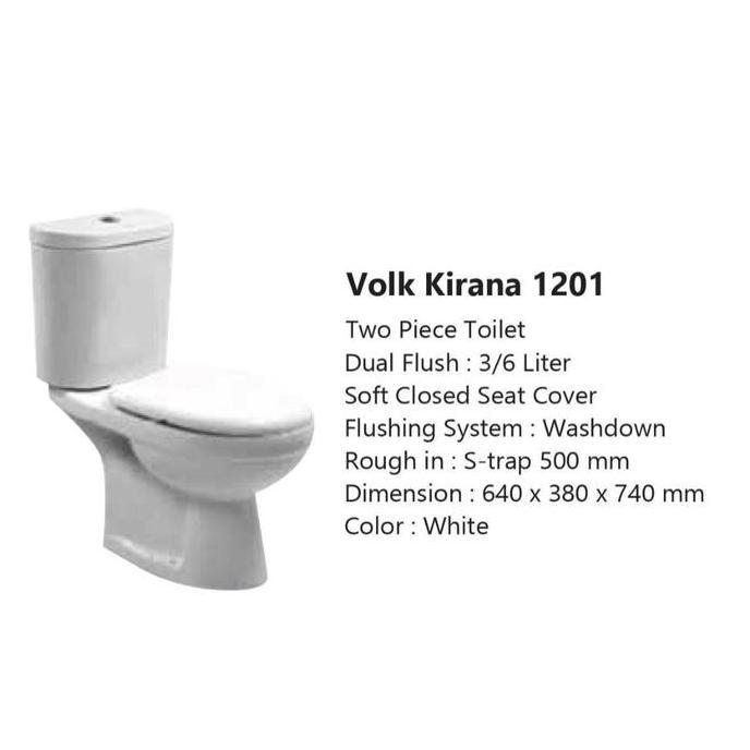 kloset closet duduk monoblok VOLK KIRANA 1201 jarak lubang 50cm
