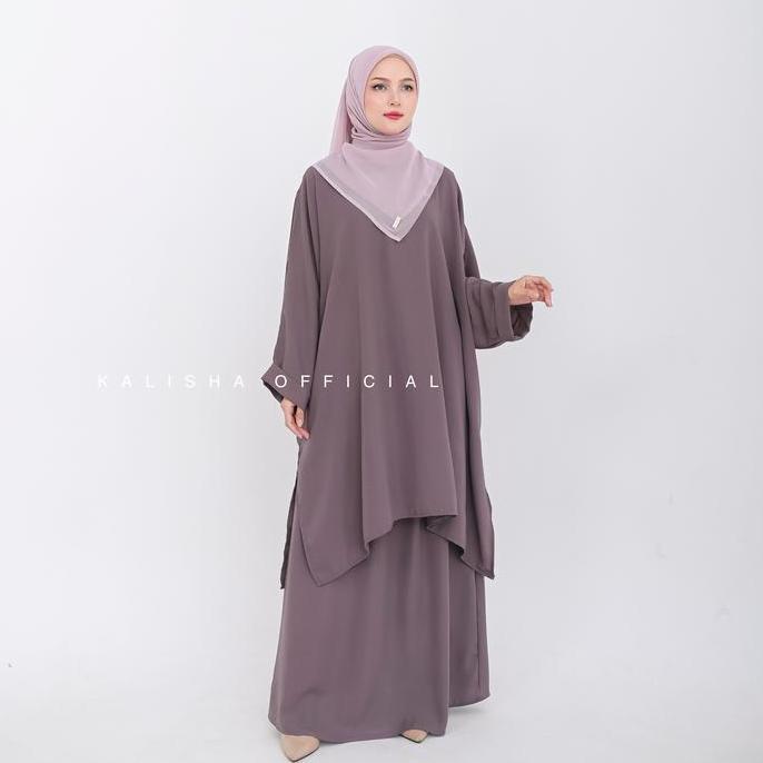 Kalisha - Tunik Wanita Tunik One Set Baju Wanita Dewasa Tunik Set Rok Malay Setelan Oneset Rok Aruna
