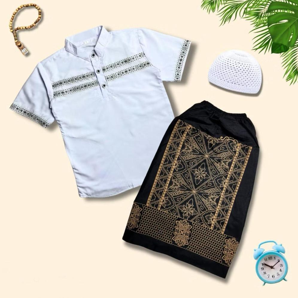 Murah Free Ongkir Baju  Koko Zehan  3 In 1  Sarung Koko Peci Buat Anak 1-10 Thun Motif Bagus Udah Fr