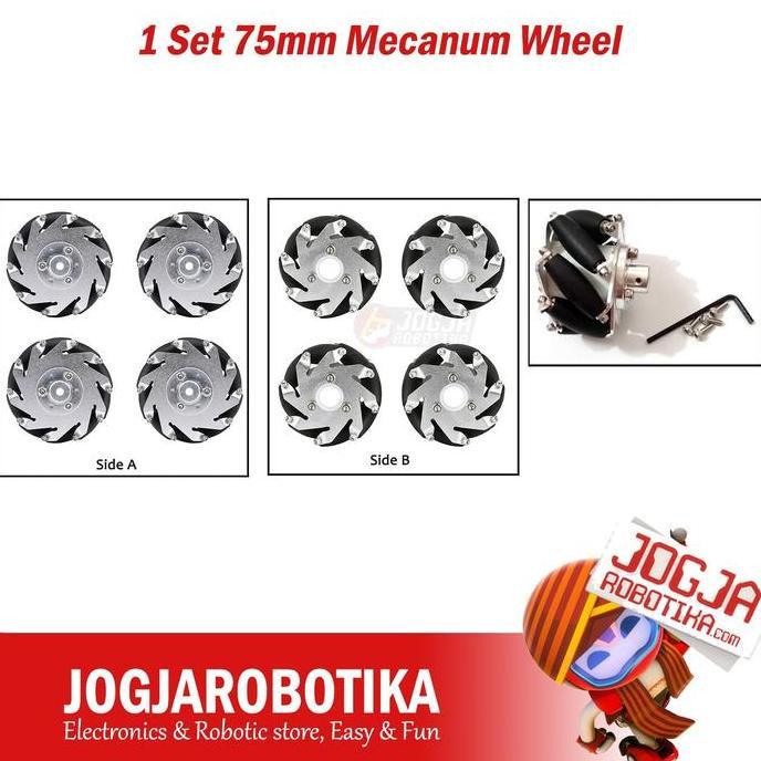 NARBU 1 set 75mm Mecanum Wheel Roda Mecanum Mekanum 75mm 1 Set