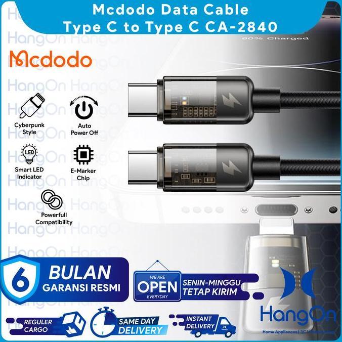 Mcdodo CA-2840 Kabel Data Transparan Type C to Type C Auto Power Off