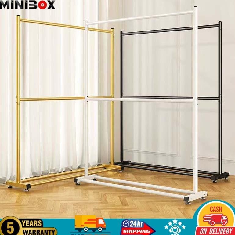 Sales Minimalisbox Rak Gantungan Baju Besi 2 Susun Portable Modern Rak Gantungan Baju 2 Susun Gantun