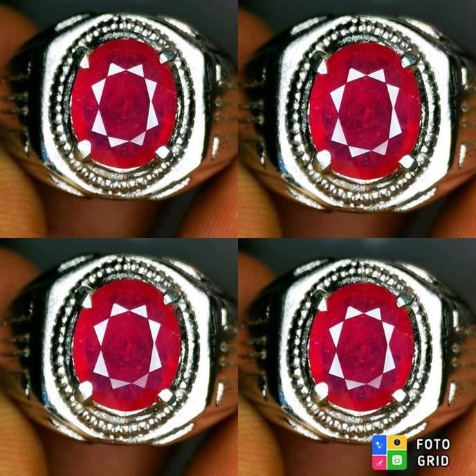 Cincin Batu COD Natural Red Ruby Alpaka Super Mewah Ukuran Jari 5-11 - Ring khodam