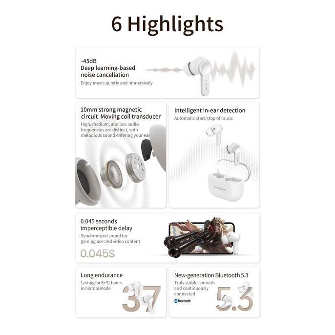 NEW TANCHJIM MINO | Bluetooth 5.3 ANC/Transparency Mode IPX4 True Wireless TWS