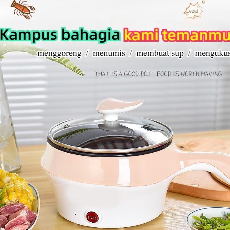 Tahan Lama (Cod)Asrama Panci Listrik / Panci Listrik Kompor Listrik Mini 1.2L Kompor Listrik Pelapis