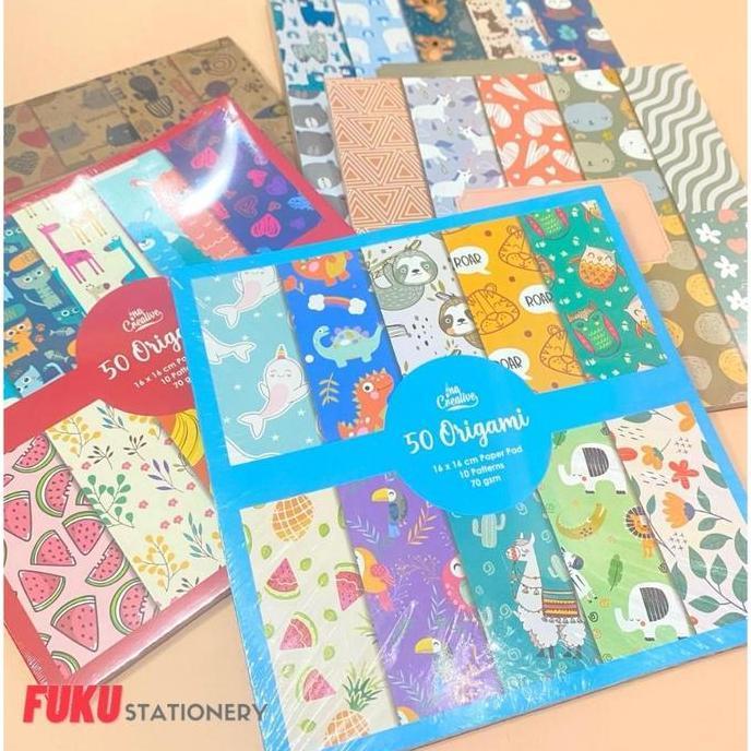 [1 Pack / 50 Lembar] 16x16 cm - Origami Paper / Kertas Origami 10 motif - INA CREATIVE