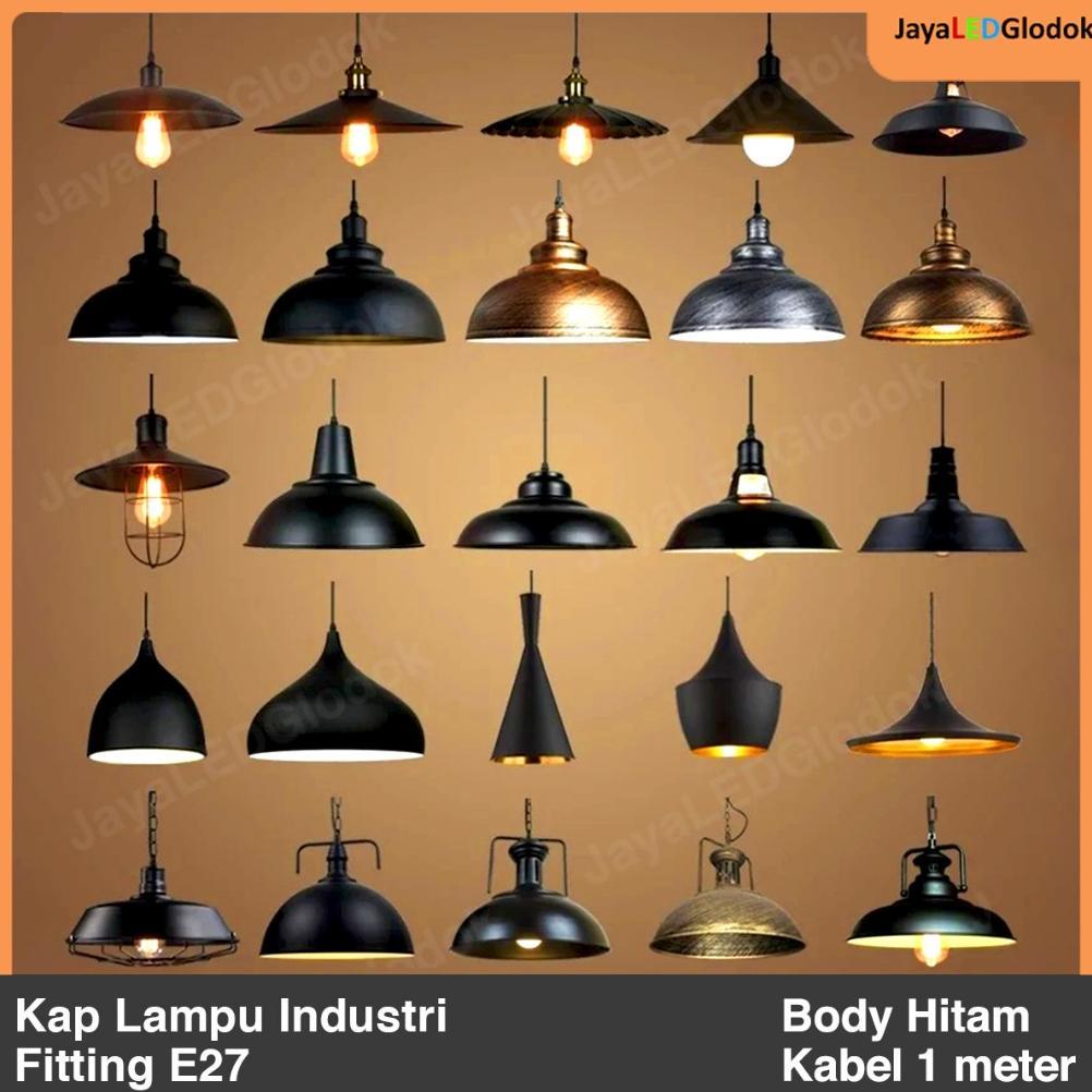Mulus Lampu Gantung Minimalis Industrial Ruang Meja Makan Mini Bar Kitchen Island Hitam Kayu Hias