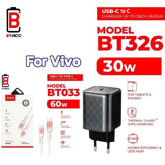 CHARGER BT326 For Vivo 30W Flash Charger 1Set Kabel Type C to Type C Adapter Adaptor Carger
