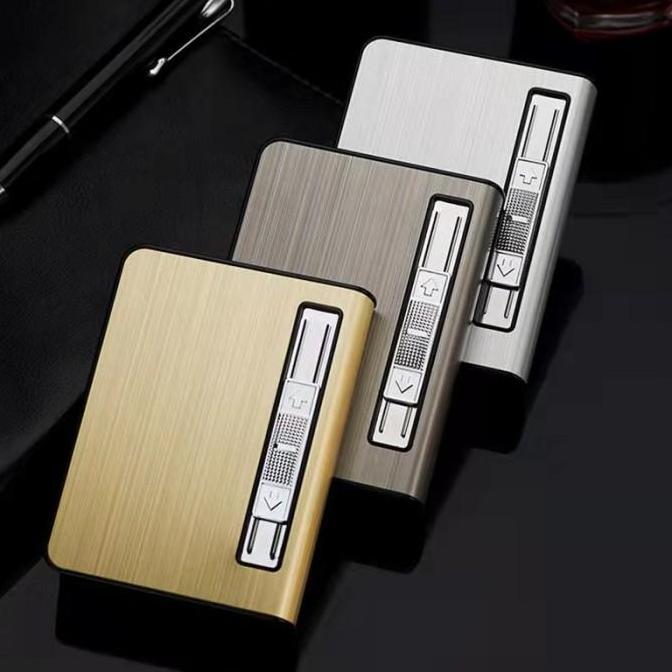Case Cigarettes Lighter Box Kotak Penyimpanan Plus Korek Premium