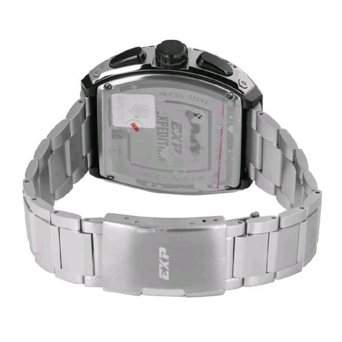 Jam Tangan Pria Expedition Exp Chronograph EX 6782 MCBTBBASL Black Dial Silver Stainless Steel Strap