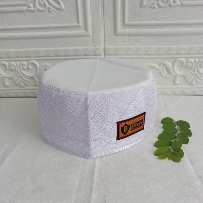 New Peci Songkok Kopiah Haji ikaf Madinah Bulat full ac jaring Putih Premium tinggi 9cm Murah berkua