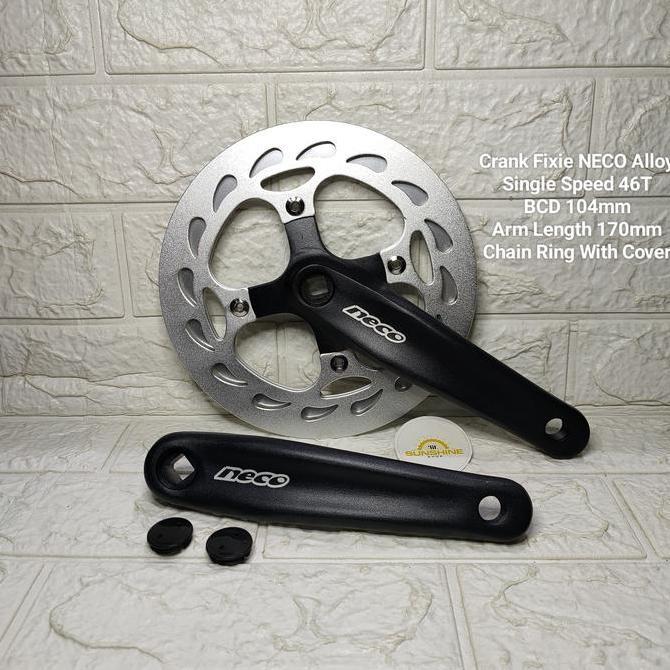 Crank 46T NECO Alloy Single 1 Speed BCD 104 Arm 170mm As Tengah BB Kotak Sepeda Fixie Roadbike Lipat