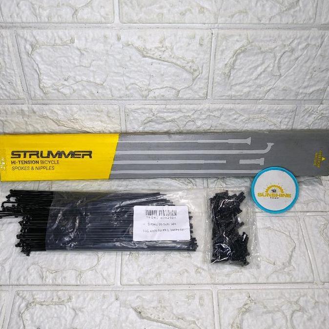 Spoke Ruji Jari 174 STRUMMER STAINLESS BLACK 14G x 174mm Velg Rims Sepeda 20 Murni 406 Double Wall 3
